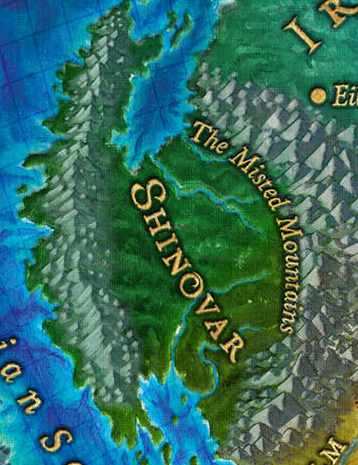 Part of Roshar's map showing Shinovar surrounded by the mountains